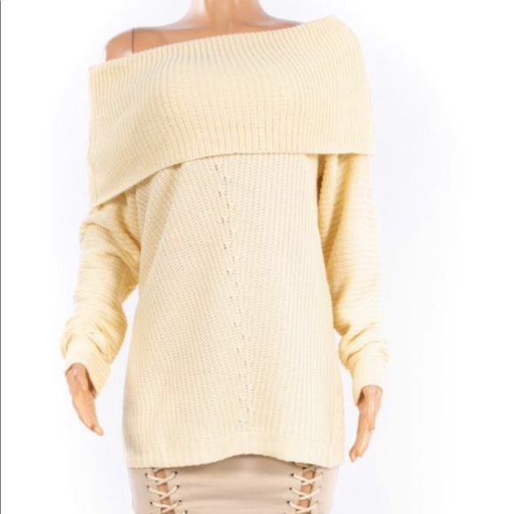 JULIE Cream Ivory one shoulder sweater - Picture 3 of 4